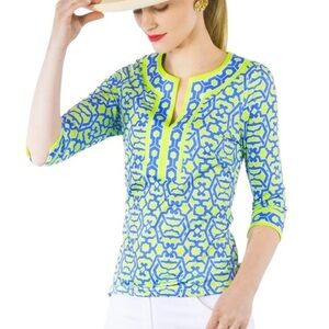 Gretchen Scott Designs Jersey Split Neck Tunic Rio Gio Vibrant  Resort Top Small